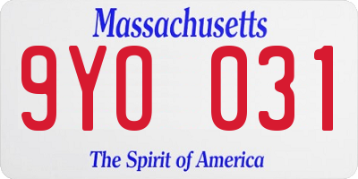 MA license plate 9YO031