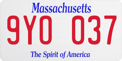 MA license plate 9YO037