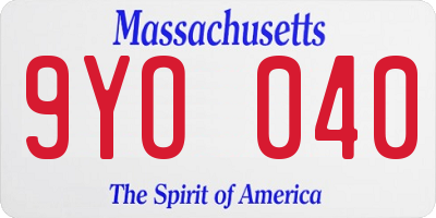 MA license plate 9YO040