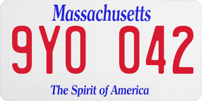 MA license plate 9YO042
