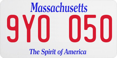 MA license plate 9YO050