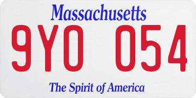 MA license plate 9YO054