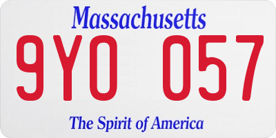 MA license plate 9YO057