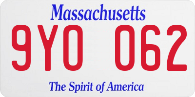 MA license plate 9YO062