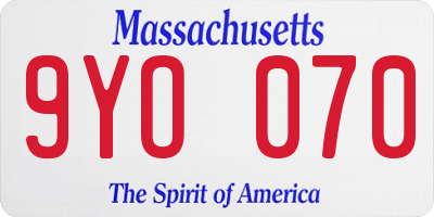 MA license plate 9YO070