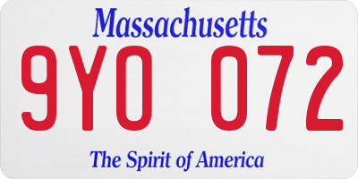 MA license plate 9YO072