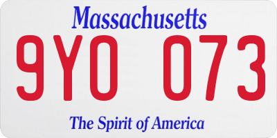 MA license plate 9YO073