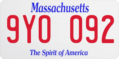MA license plate 9YO092