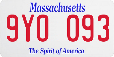 MA license plate 9YO093