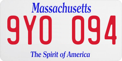 MA license plate 9YO094