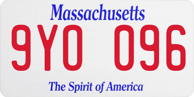 MA license plate 9YO096