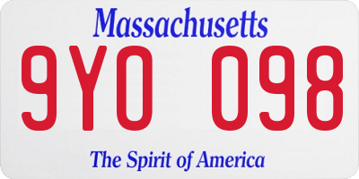 MA license plate 9YO098