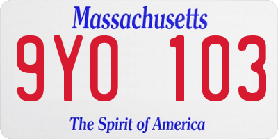 MA license plate 9YO103