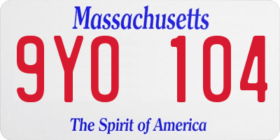 MA license plate 9YO104