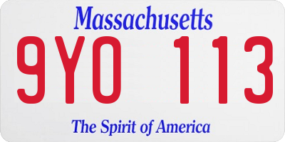 MA license plate 9YO113