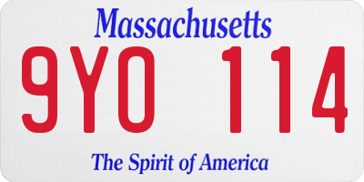 MA license plate 9YO114