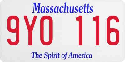 MA license plate 9YO116