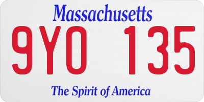 MA license plate 9YO135
