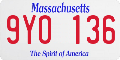 MA license plate 9YO136