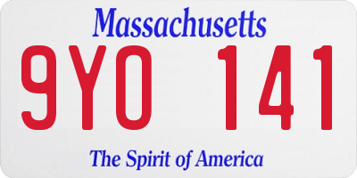 MA license plate 9YO141