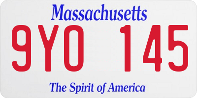 MA license plate 9YO145