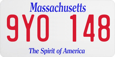 MA license plate 9YO148
