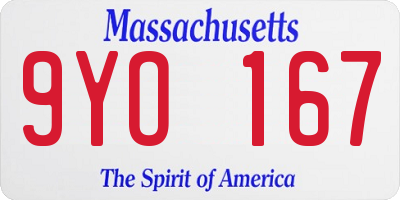 MA license plate 9YO167