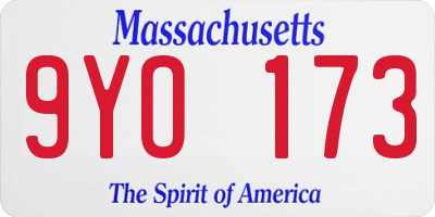 MA license plate 9YO173