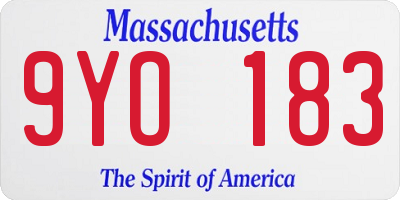 MA license plate 9YO183