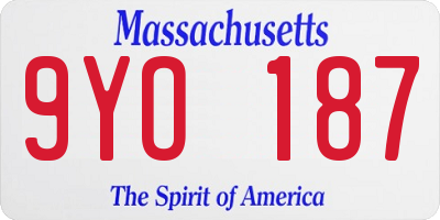 MA license plate 9YO187
