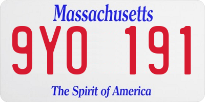 MA license plate 9YO191