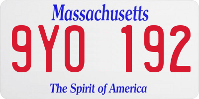 MA license plate 9YO192