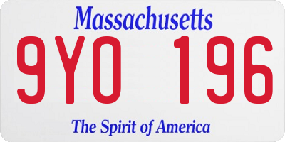 MA license plate 9YO196