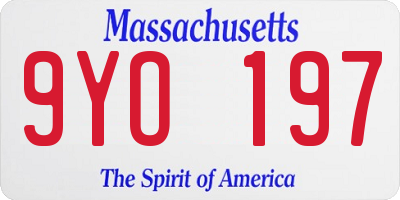 MA license plate 9YO197