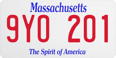 MA license plate 9YO201