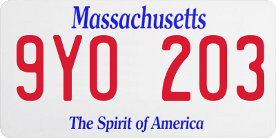 MA license plate 9YO203