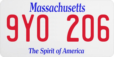 MA license plate 9YO206