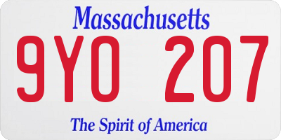 MA license plate 9YO207