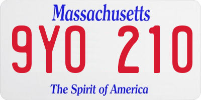 MA license plate 9YO210