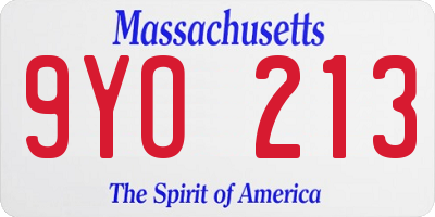 MA license plate 9YO213