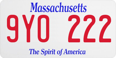 MA license plate 9YO222
