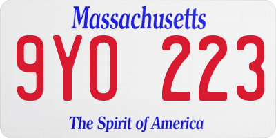 MA license plate 9YO223