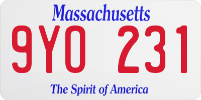 MA license plate 9YO231