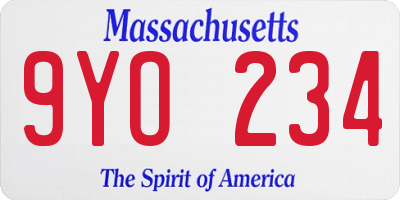 MA license plate 9YO234