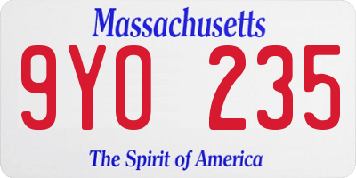 MA license plate 9YO235
