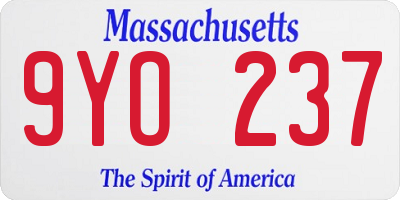 MA license plate 9YO237