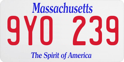 MA license plate 9YO239