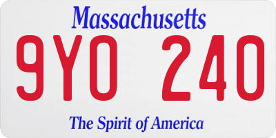 MA license plate 9YO240