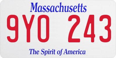 MA license plate 9YO243