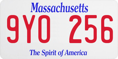 MA license plate 9YO256